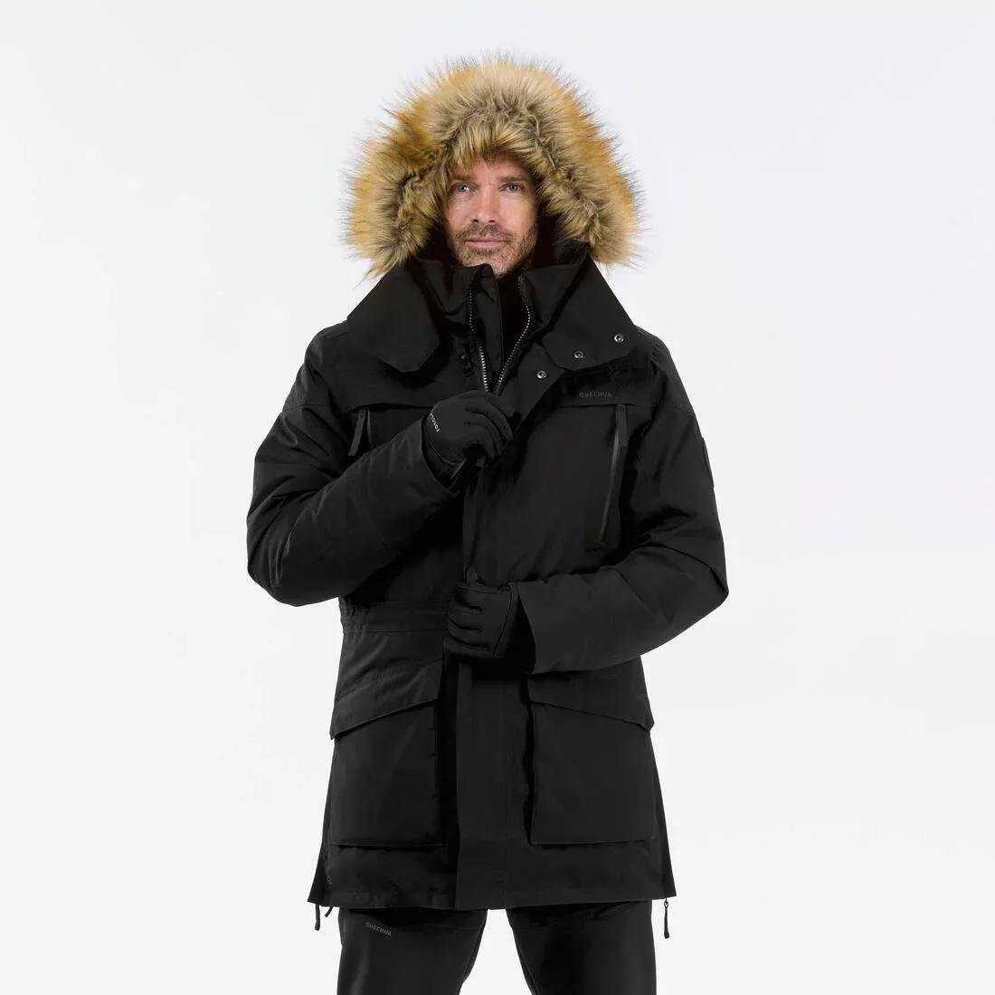 Men Winter Waterproof Hiking Parka - Sh900, Black, , large image number 7