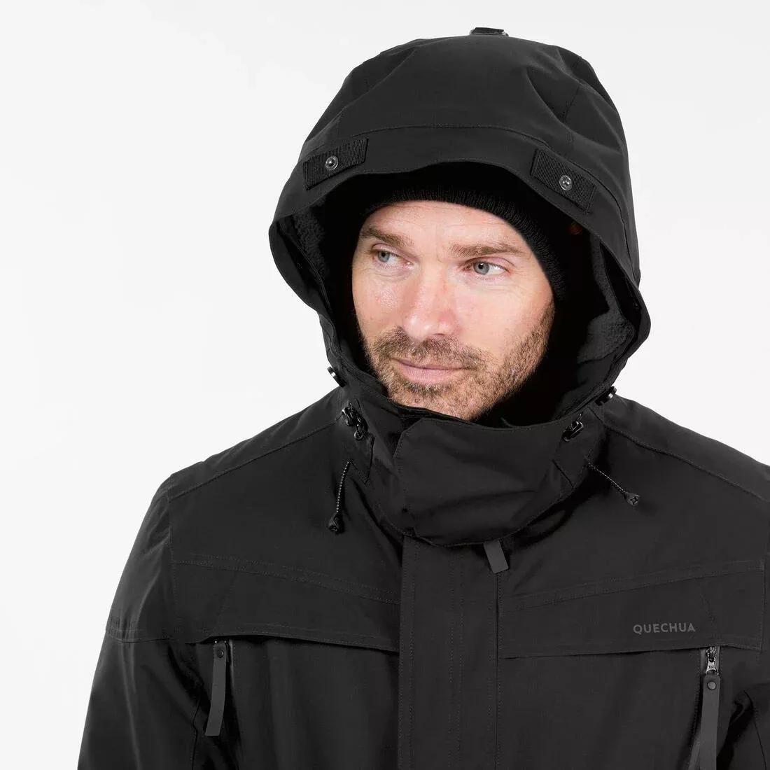 Men Winter Waterproof Hiking Parka - Sh900, Black, , large image number 8