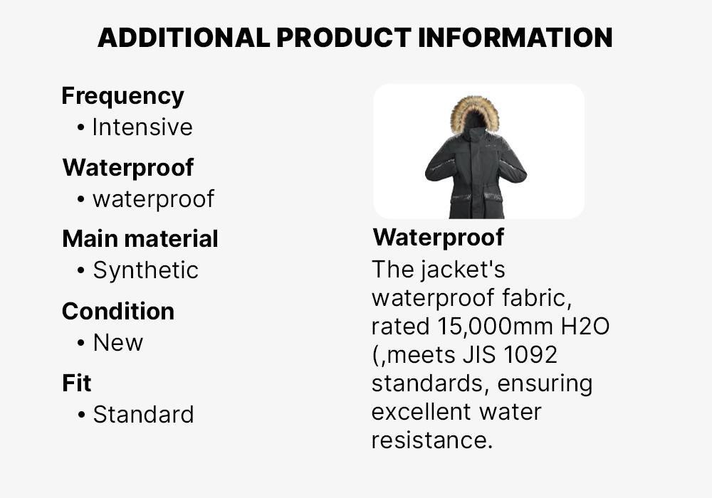 Men Winter Waterproof Hiking Parka - Sh900, Black, , large image number 16