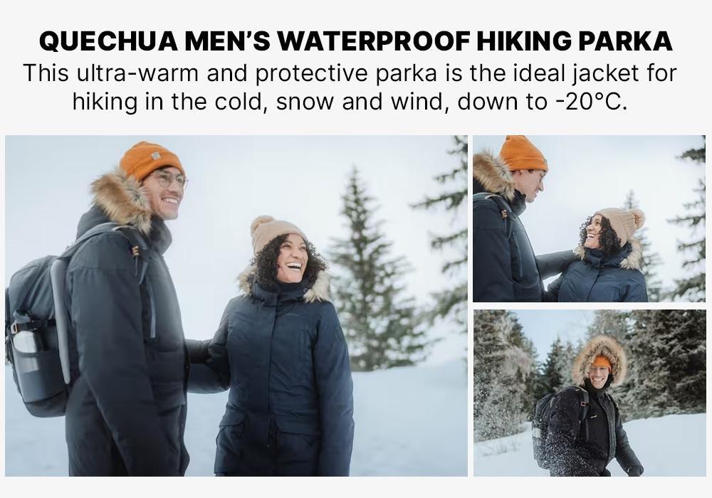 Men Winter Waterproof Hiking Parka - Sh900, Black, , large image number 18