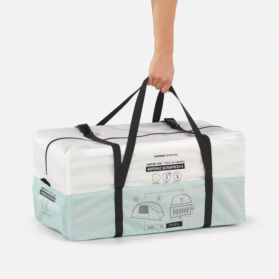 Camping tent with poles - Arpenaz 6 ULTRAFRESH - 6 Person, Green, No Color, large image number 5