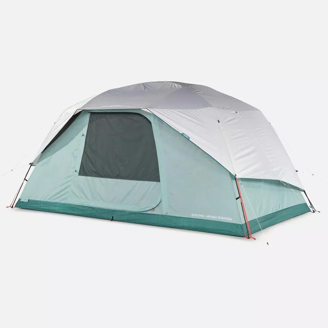 Camping tent with poles - Arpenaz 6 ULTRAFRESH - 6 Person, Green, No Color, large image number 8