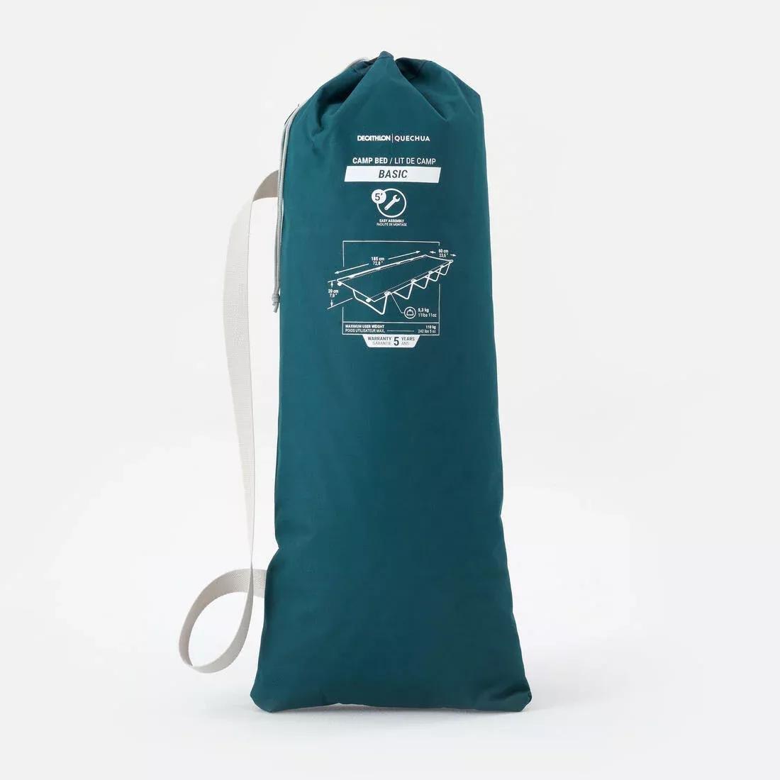 Basic Camping Bed - 60 Cm 1 Person, Green, No Color, large image number 2