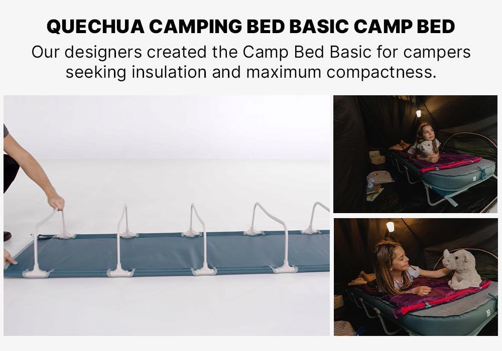 Basic Camping Bed - 60 Cm 1 Person, Green, No Color, medium