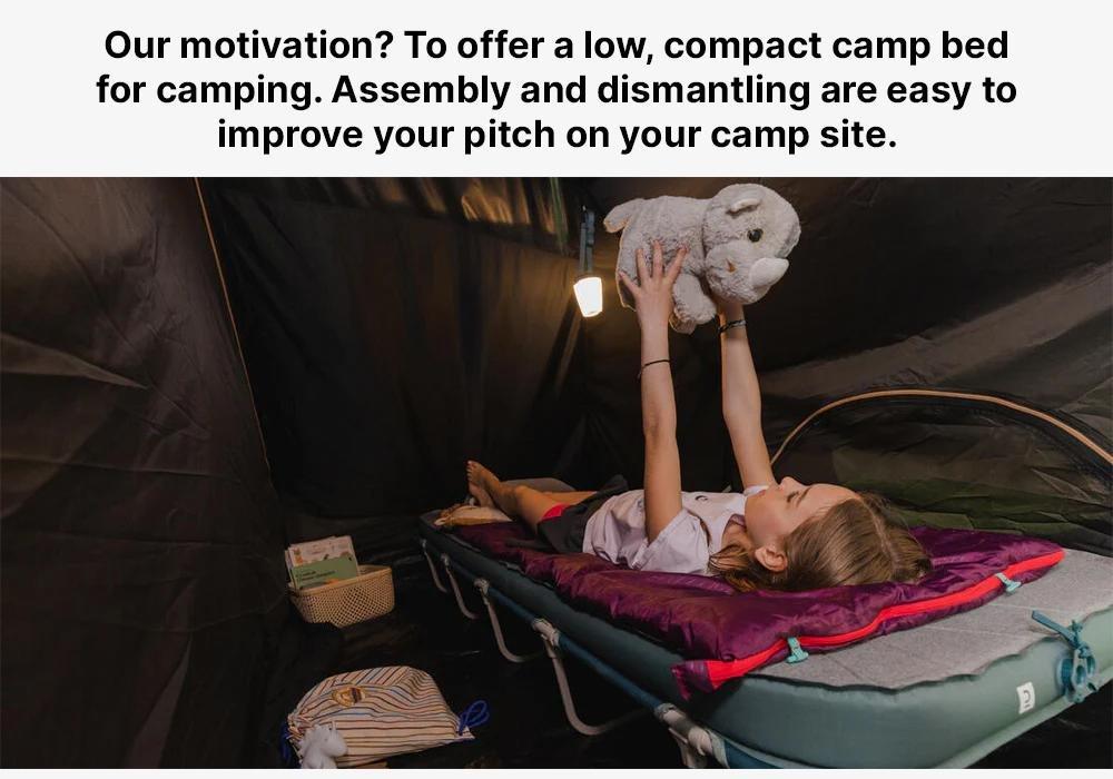 Basic Camping Bed - 60 Cm 1 Person, Green, No Color, medium