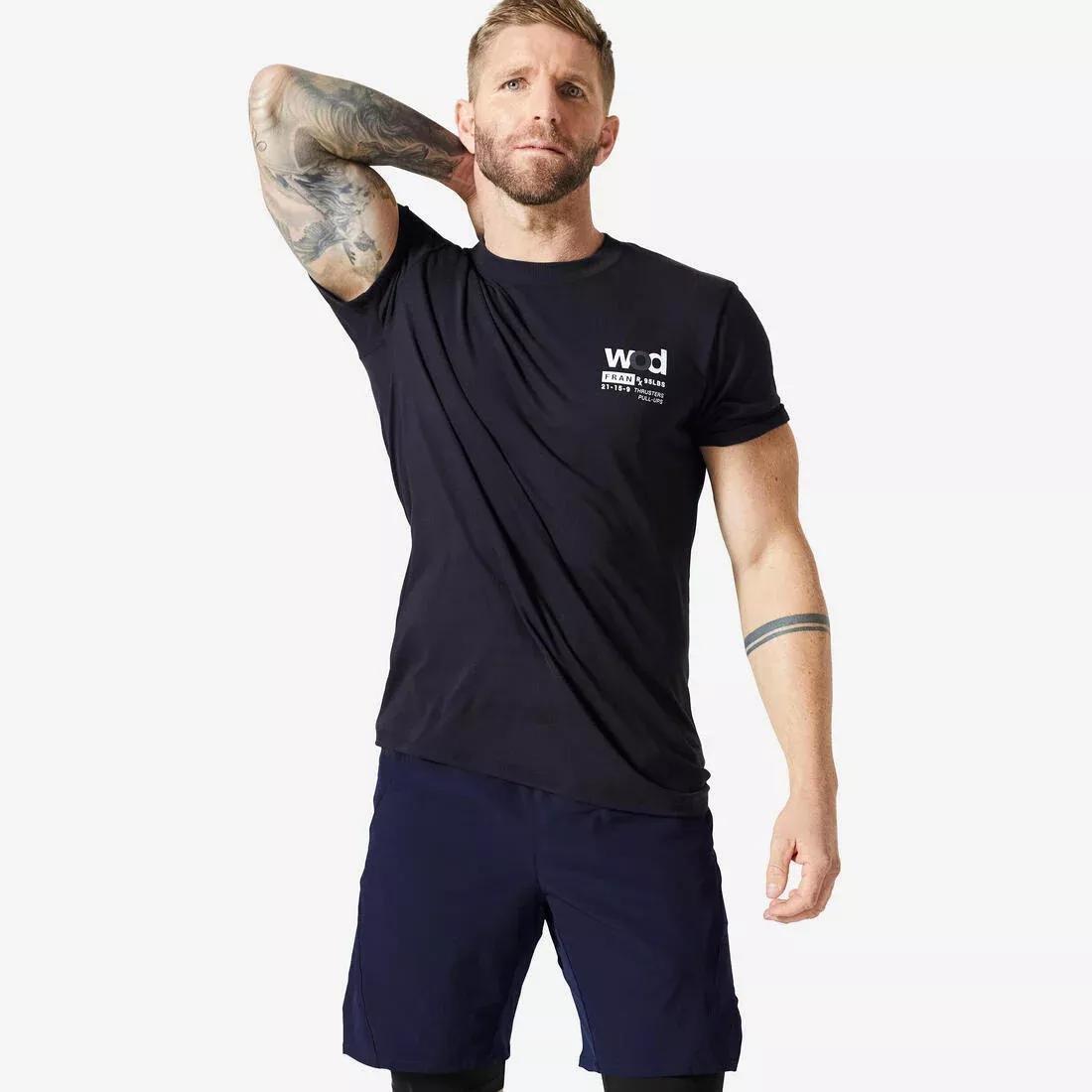 Men Crew Neck Slim-Fit Soft Breathable Cross Training T-Shirt, Black, , large image number 1