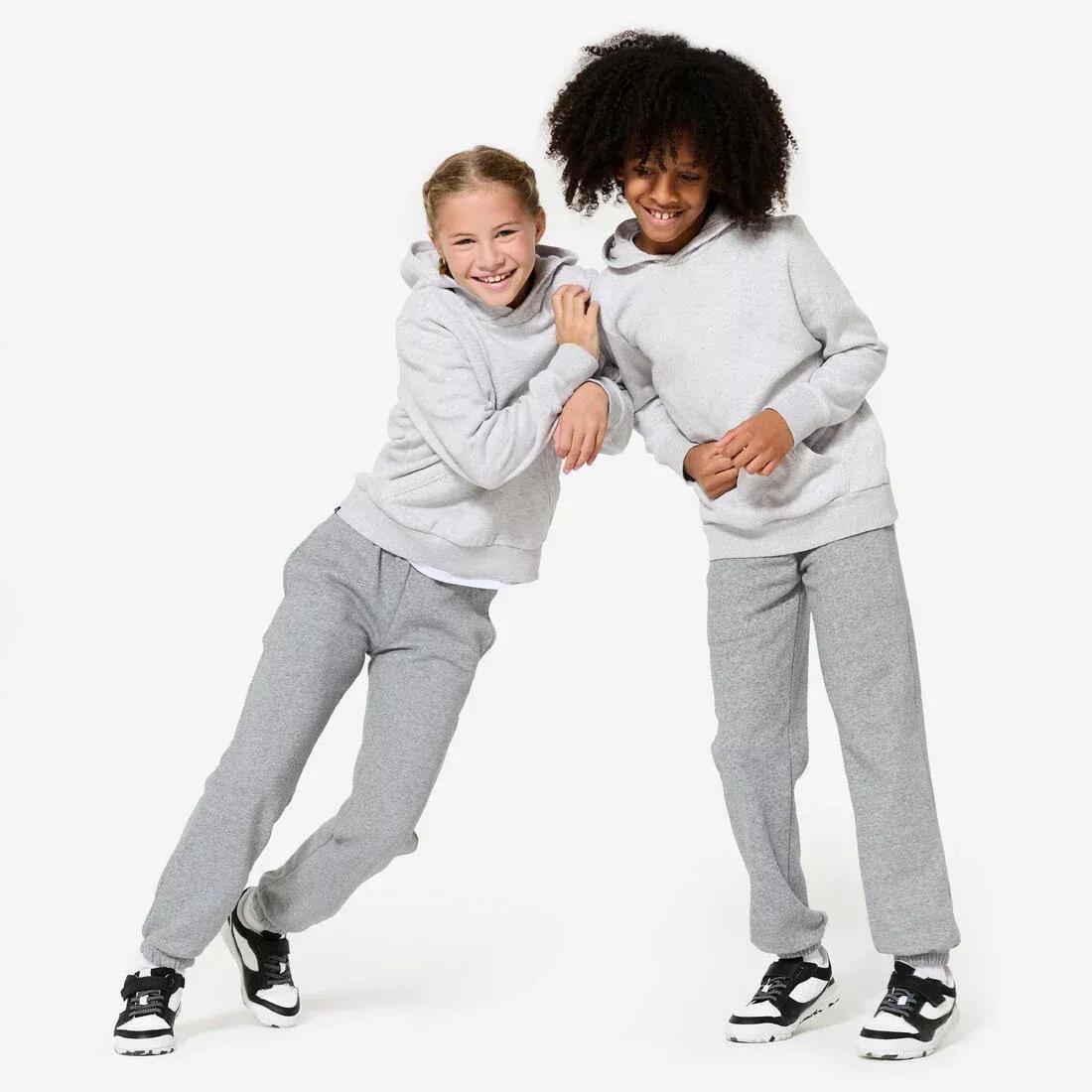 GRAPHITE BLACK Kids' Unisex Warm Multisports Tracksuit Bottoms, No Color, large image number 2