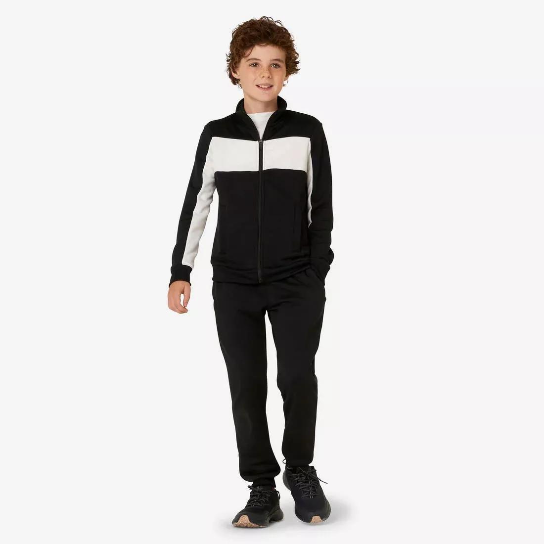 Kids Exercise Tracksuit, Black White, , large image number 7