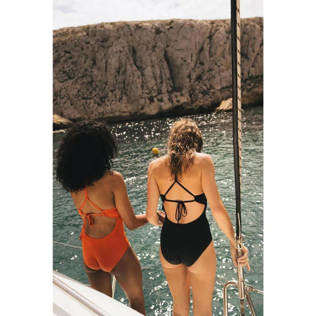 Women 1-Piece Surf Swimsuit With Adjustable Back Bea, Black, No Color, large image number 7