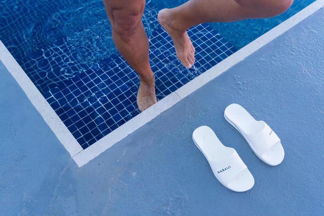 Men's 100 Plus Pool Slides, Ultra White, No Color, large image number 4