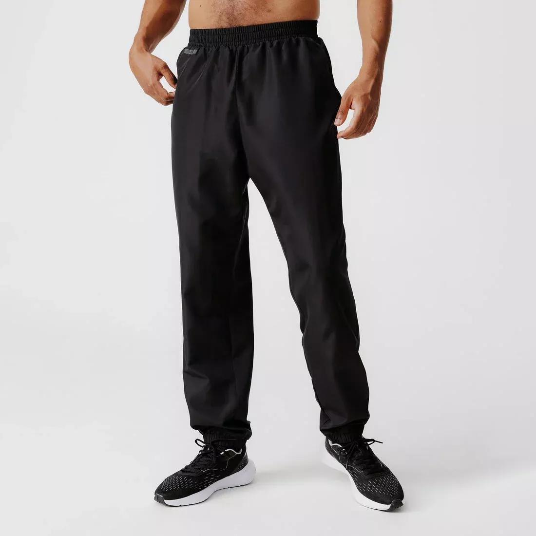BLACK Men's Dry 100 breathable running trousers - black, No Color, medium