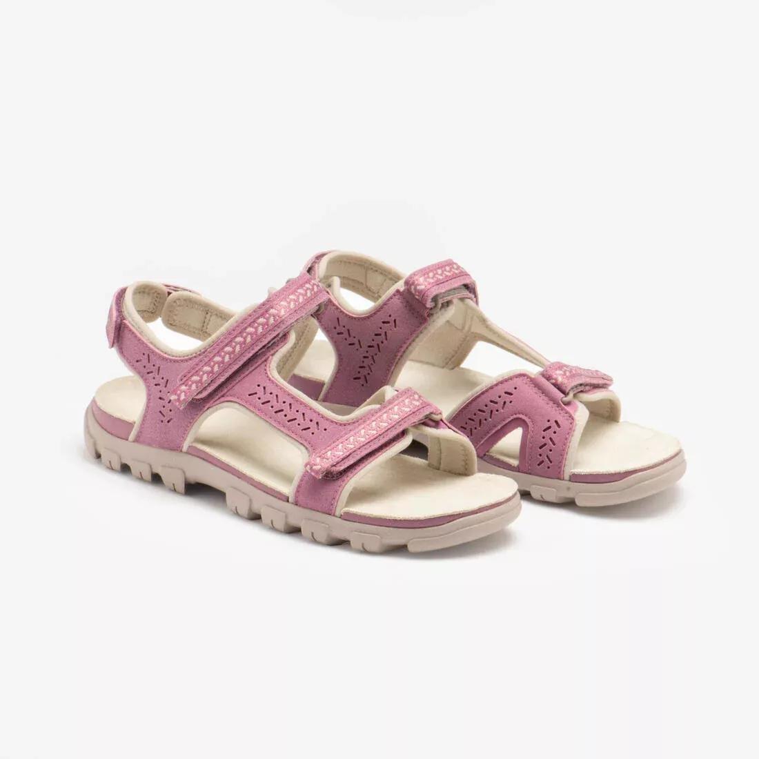 Women Leather Hiking Sandals - Nh500 Leather, Khaki, No Color, large image number 3