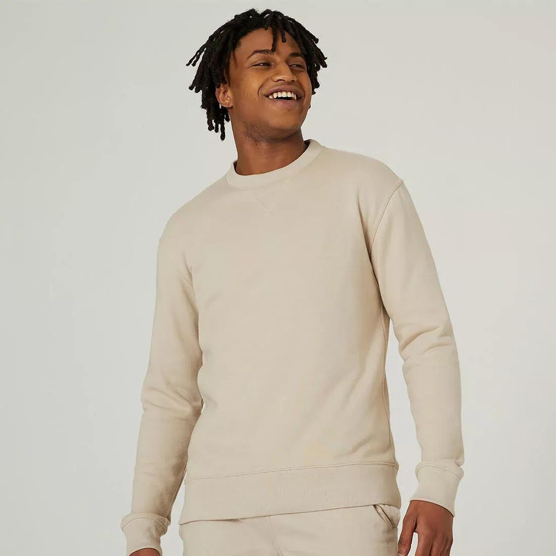 Men Sweatshirt Crew 500, Beige, , large image number 0