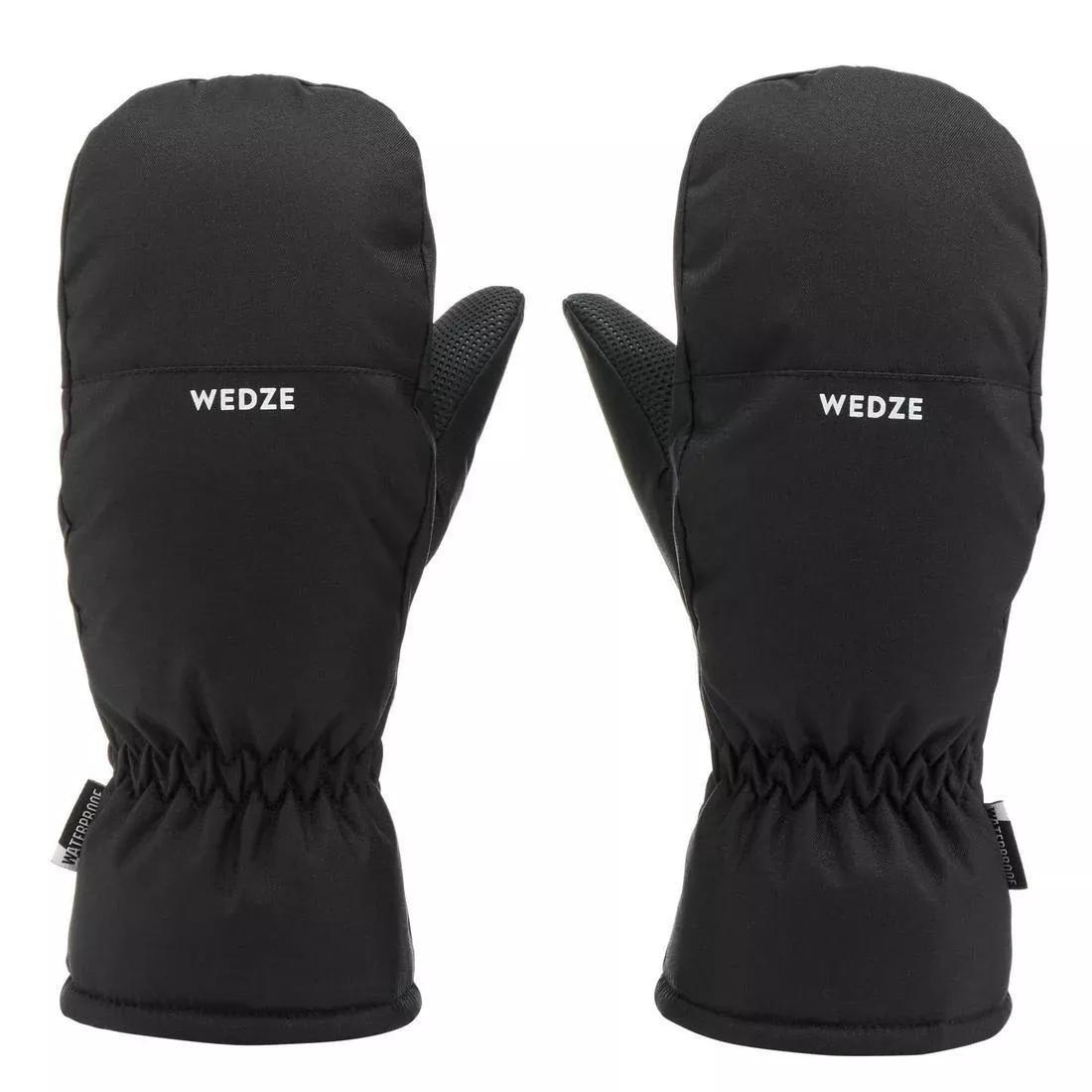 Kids Unisex Waterproof Ski Mittens - 100, Black, No Color, large image number 3