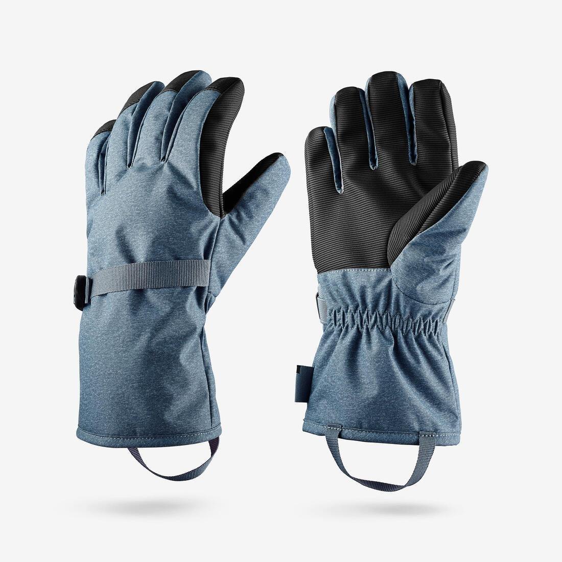 Kids Unisex Skiing Gloves, 6-14 Years, Made From 29% Recycled Polyester - GL 500, Navy, No Color, medium