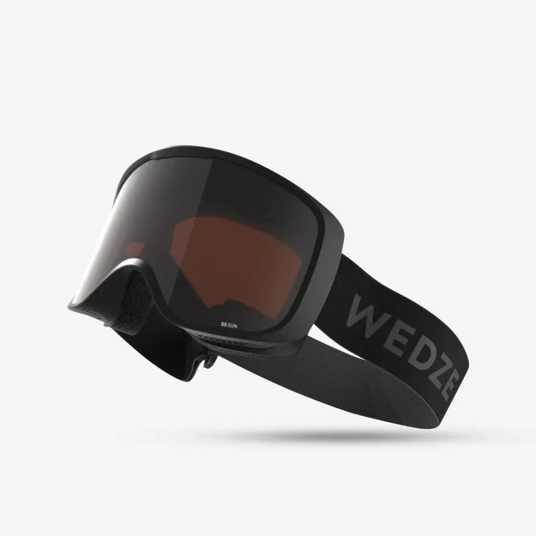 BLACK KIDS' AND ADULTS' SKIING AND SNOWBOARDING FINE WEATHER GOGGLES - G 100 S3, , large image number 0