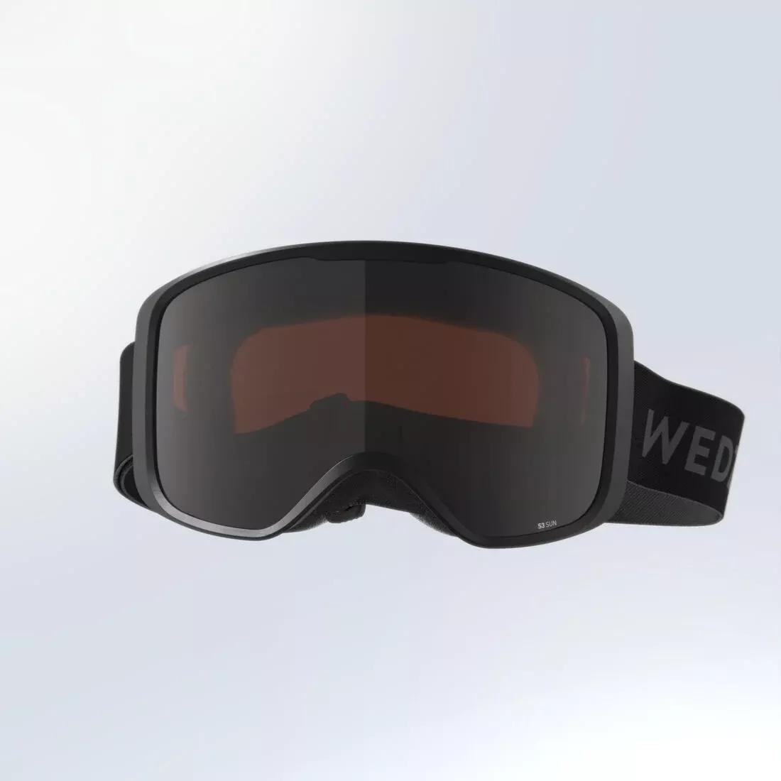 BLACK KIDS' AND ADULTS' SKIING AND SNOWBOARDING FINE WEATHER GOGGLES - G 100 S3, No Color, medium