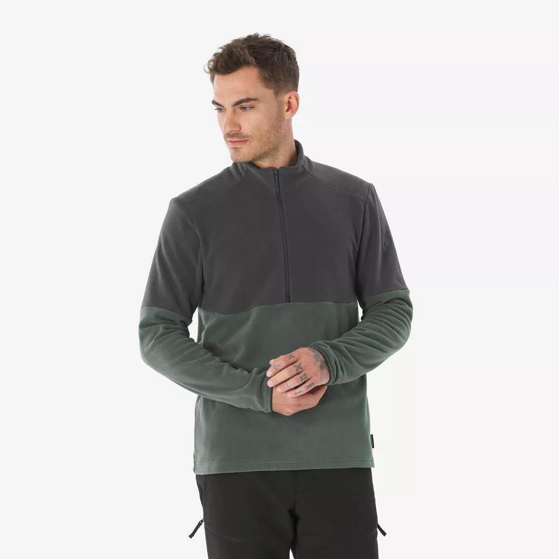 Men Half Zip Mountain Hiking Fleece Jacket - MH500, Brown, 5401_000, large image number 2