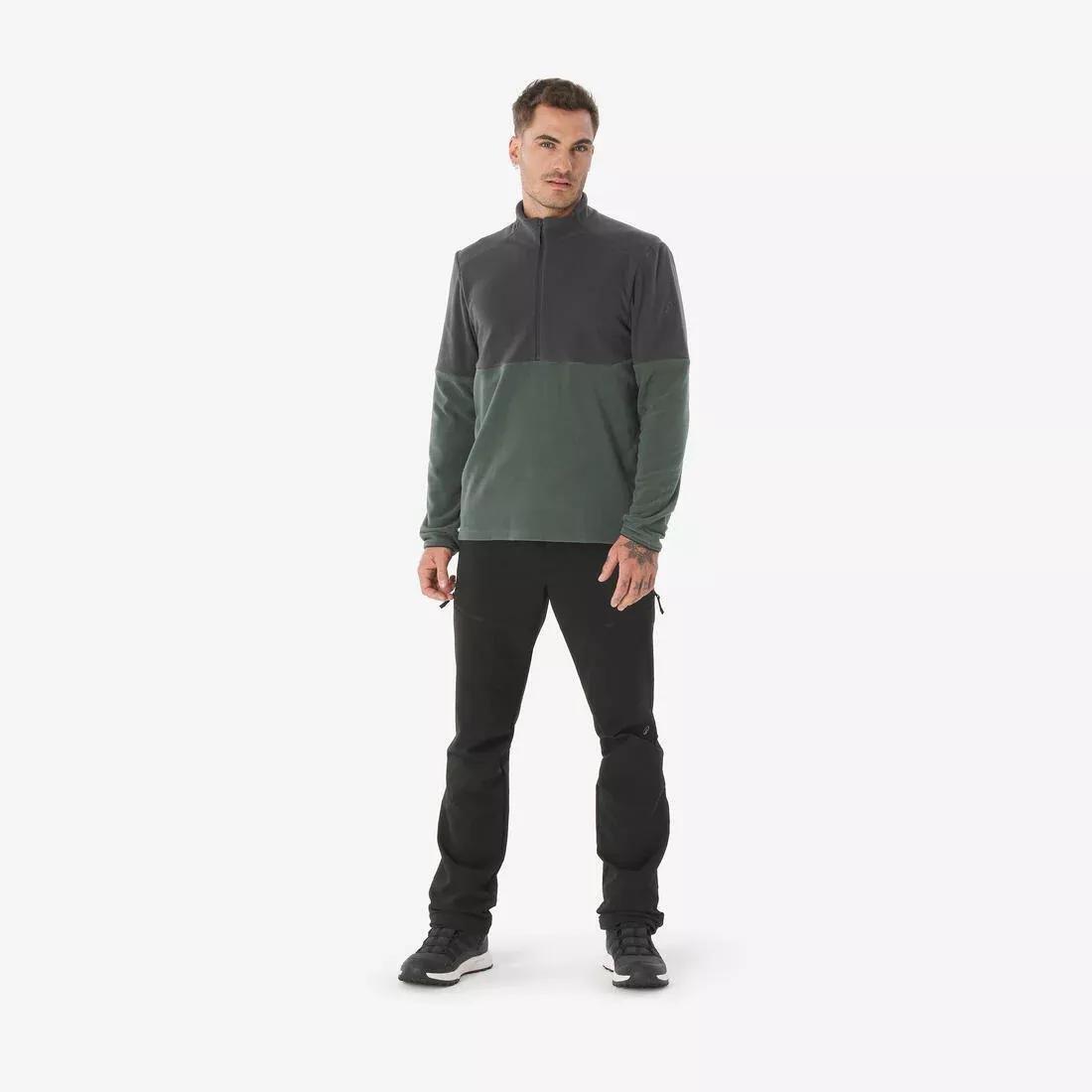 Men Mountain Hiking Fleece Jacket - MH500 Half Zip, Green, No Color, large image number 4