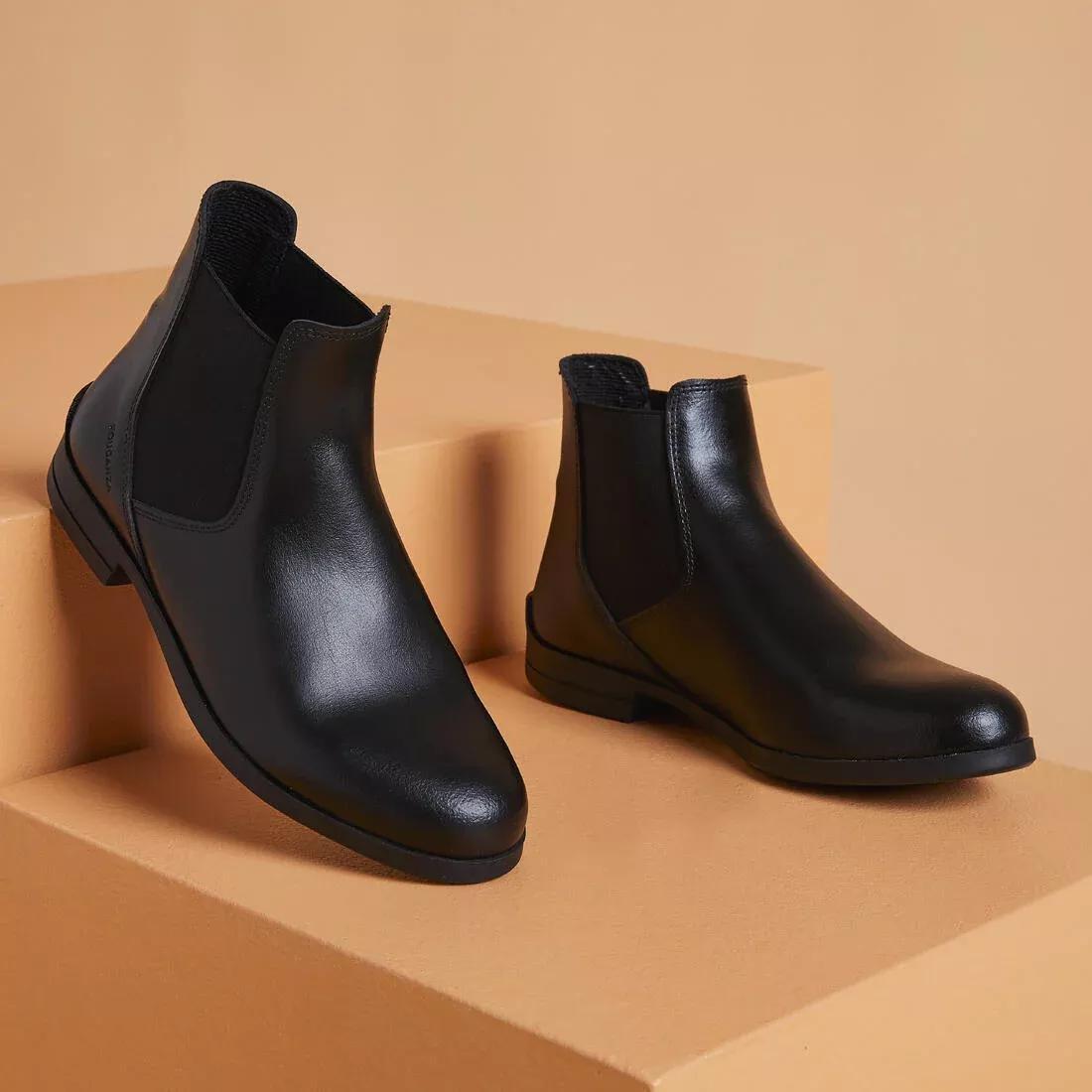 Adult Leather Horse Riding Jodhpur Boots - 500, Black, , large image number 1