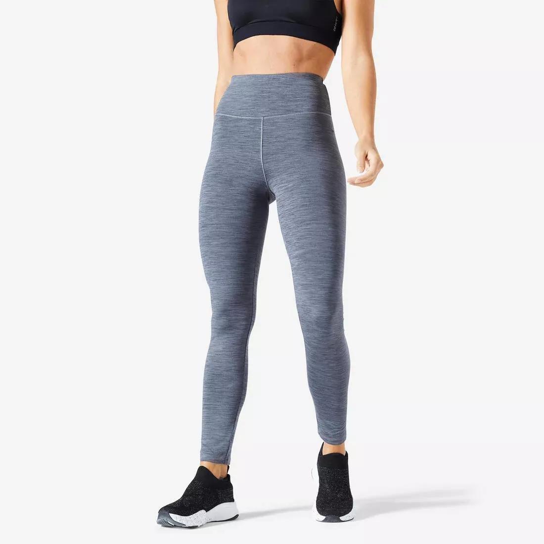 DOMYOS - Women High-Waisted Cardio Fitness Leggings, Grey