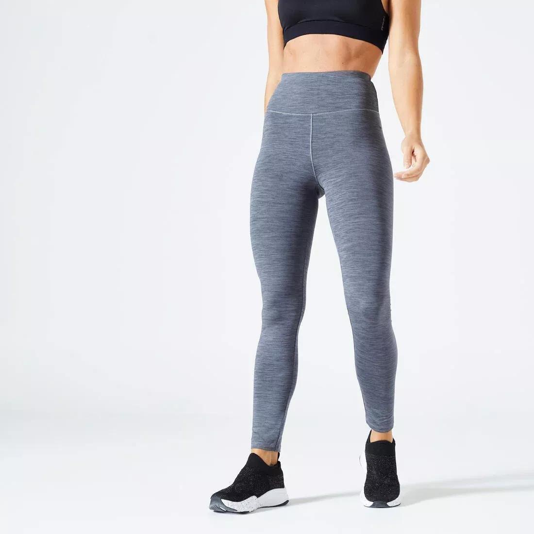 DOMYOS - Women High-Waisted Cardio Fitness Leggings, Grey