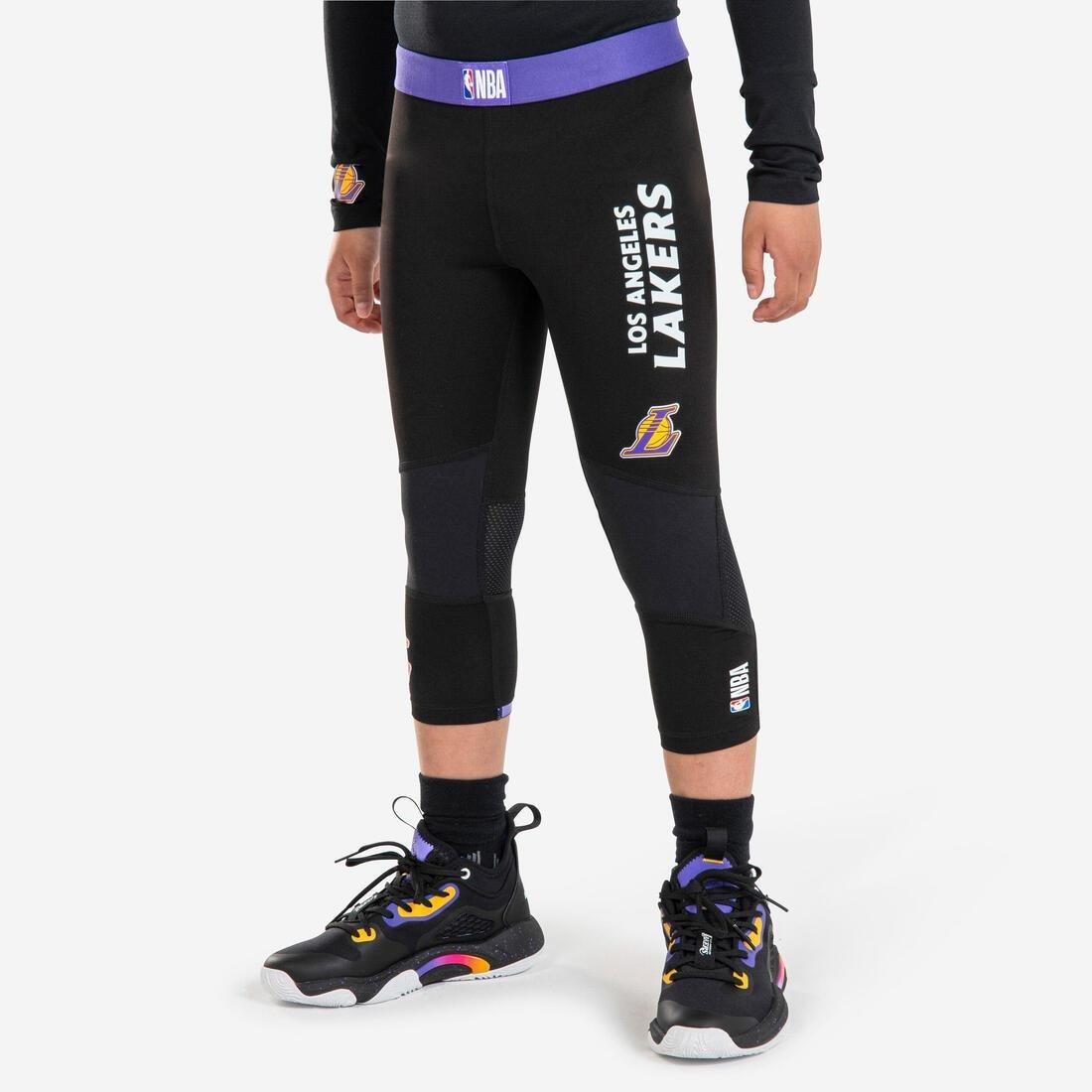 Kids Basketball 3/4 Leggings - 500 - Nba Los Angeles Lakers, Black, , large image number 0