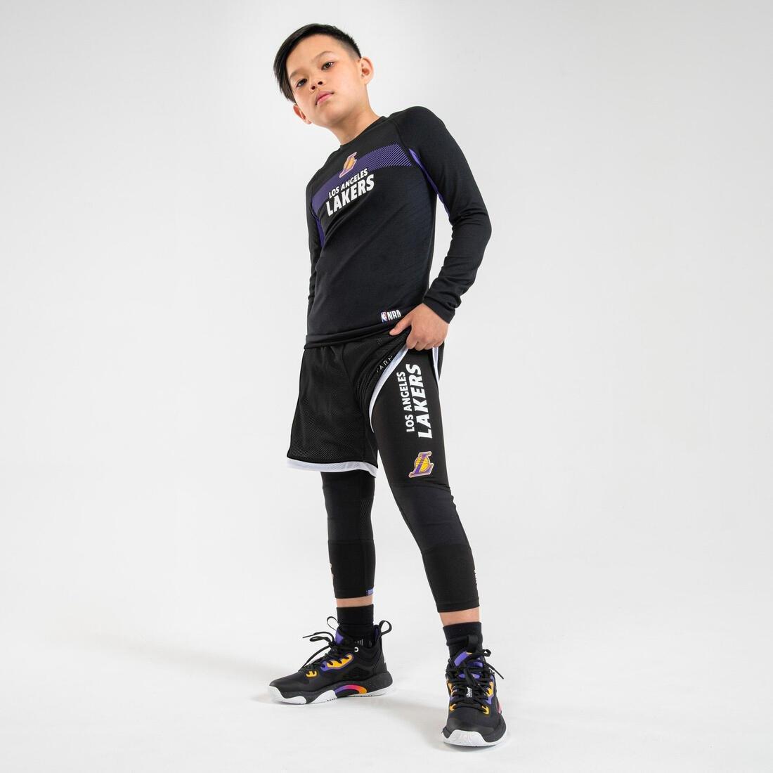 Kids Basketball 3/4 Leggings - 500 - Nba Los Angeles Lakers, Black, , large image number 3