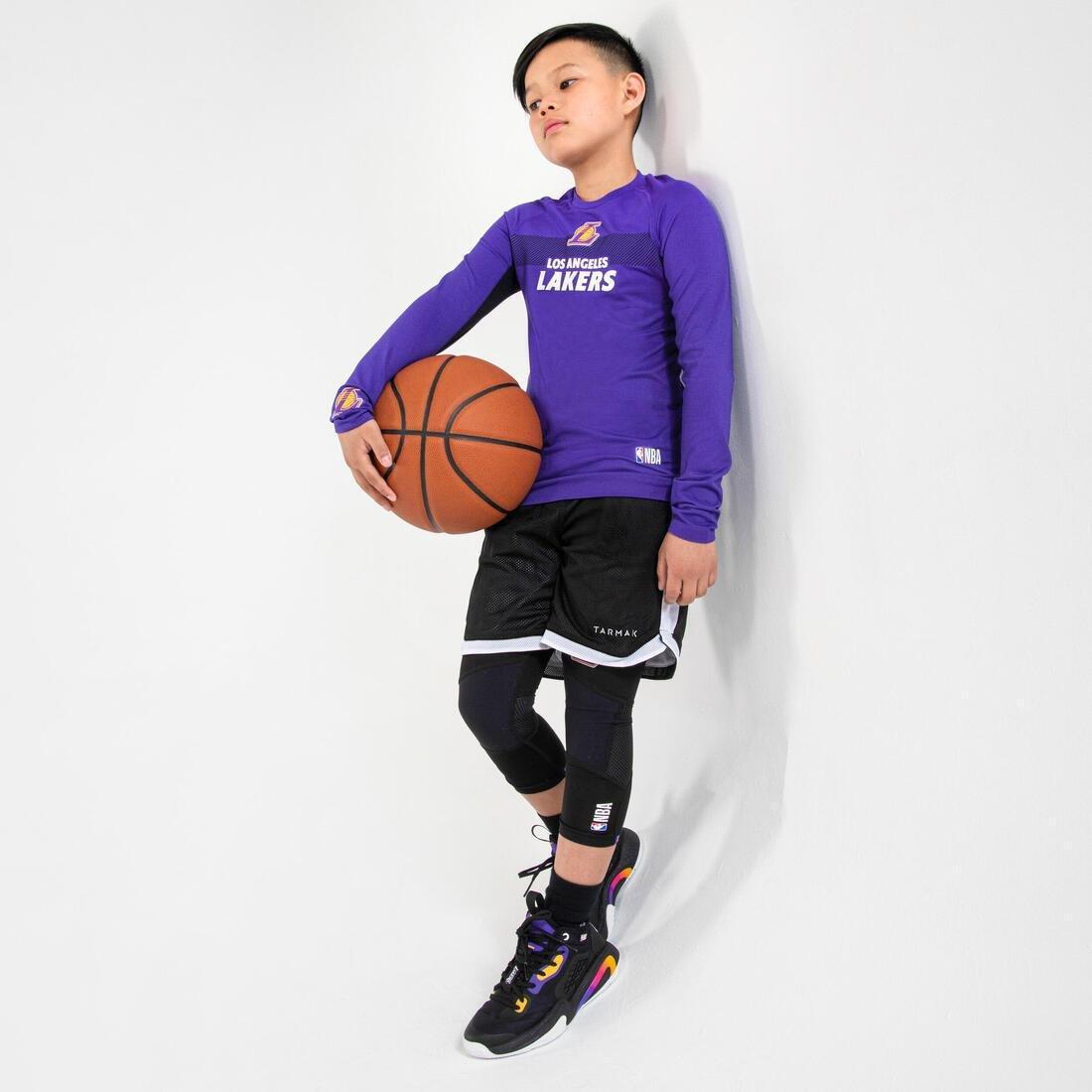 Kids Basketball 3/4 Leggings - 500 - Nba Los Angeles Lakers, Black, , large image number 4