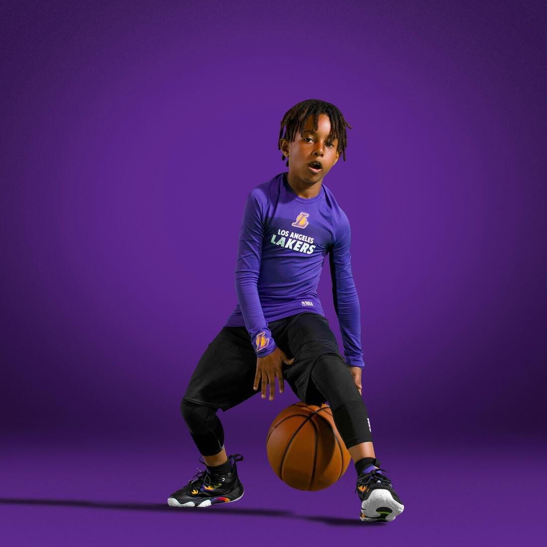 Kids Basketball 3/4 Leggings - 500 - Nba Los Angeles Lakers, Black, , large image number 8
