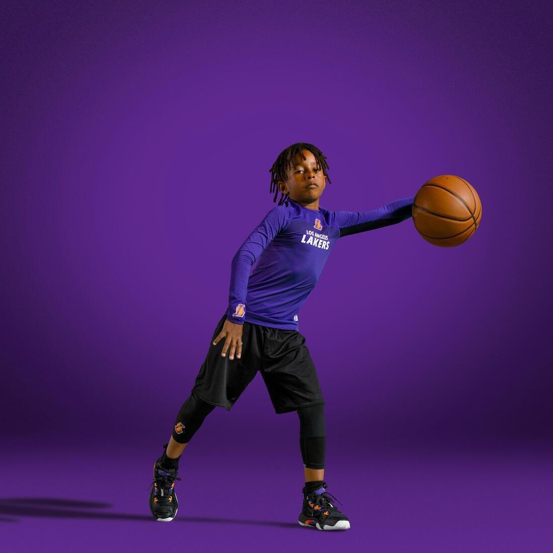 Kids Basketball 3/4 Leggings - 500 - Nba Los Angeles Lakers, Black, , large image number 10