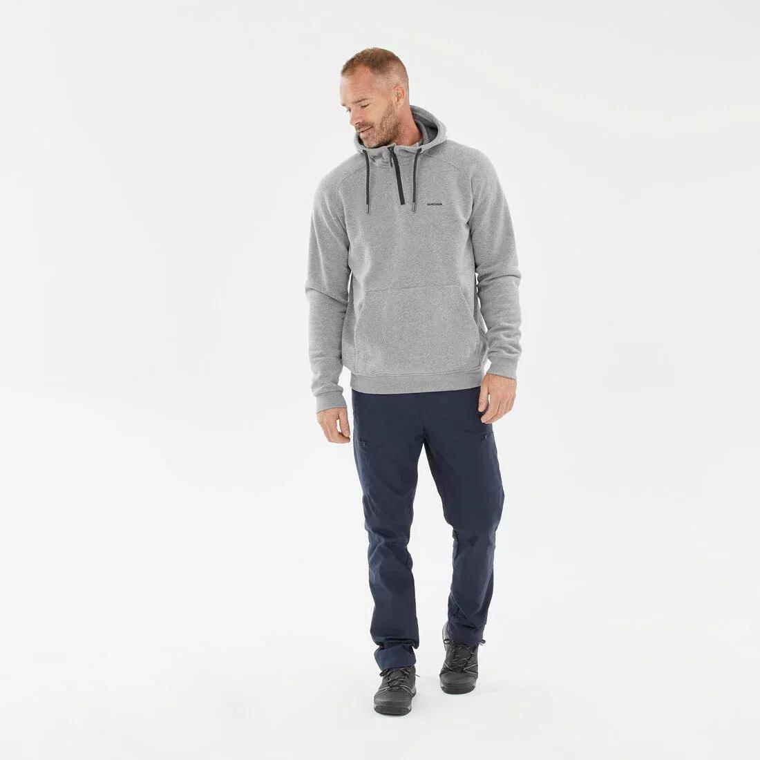Men Hiking Hooded Sweatshirt - NH150 1/2 Zip, Grey, No Color, medium
