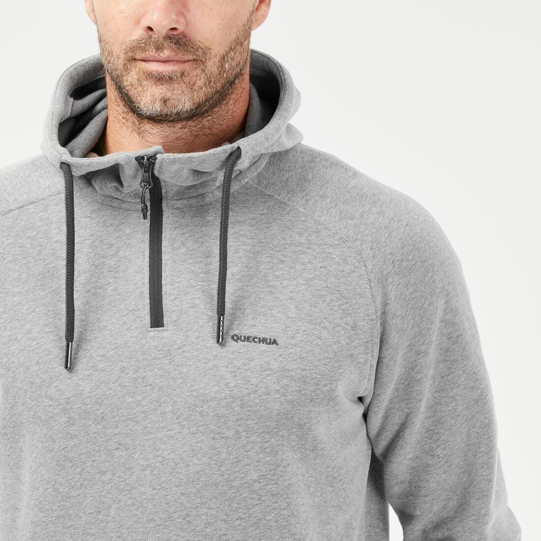 Men Hiking Hooded Sweatshirt - NH150 1/2 Zip, Grey, No Color, large image number 5