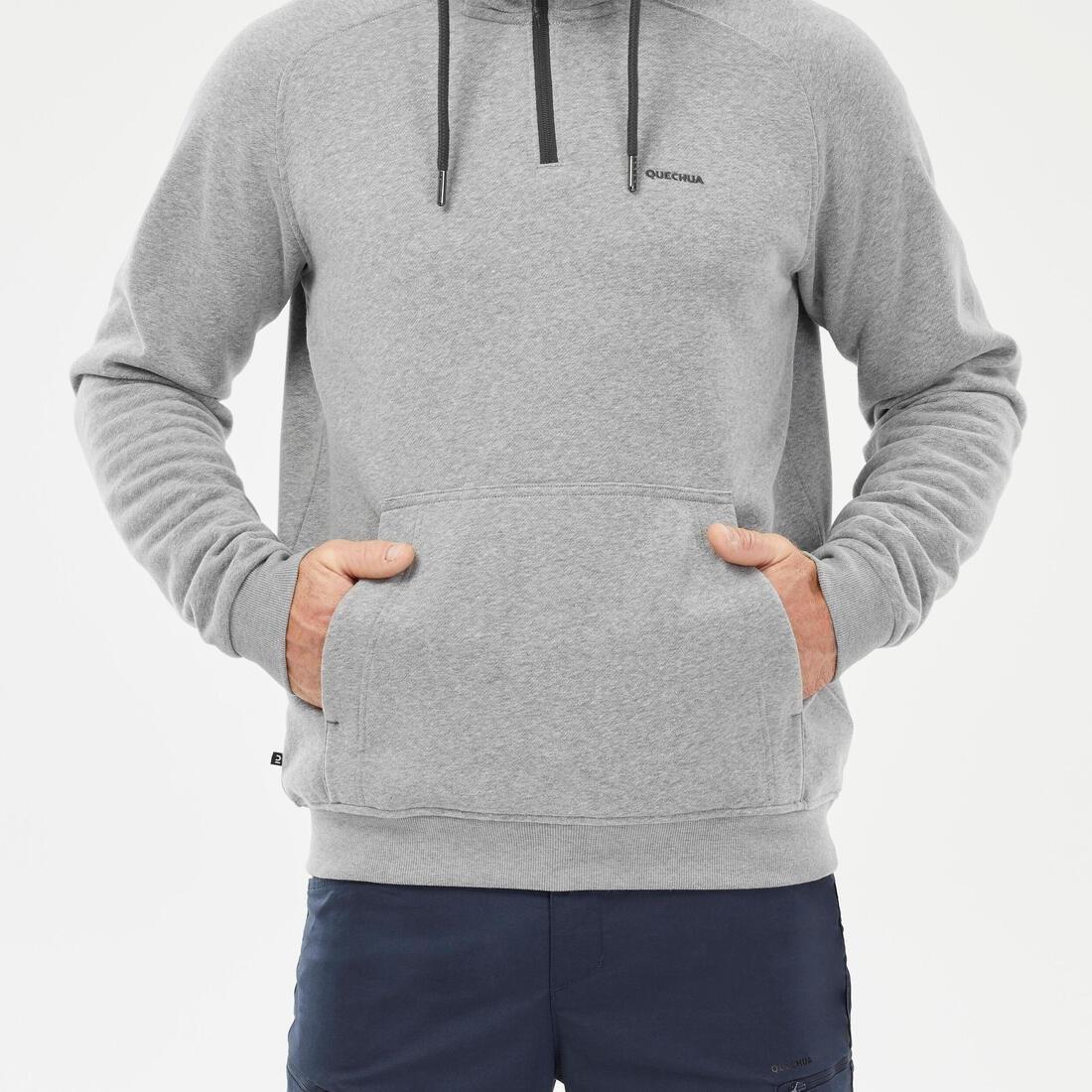 Men Hiking Hooded Sweatshirt - NH150 1/2 Zip, Grey, No Color, large image number 6