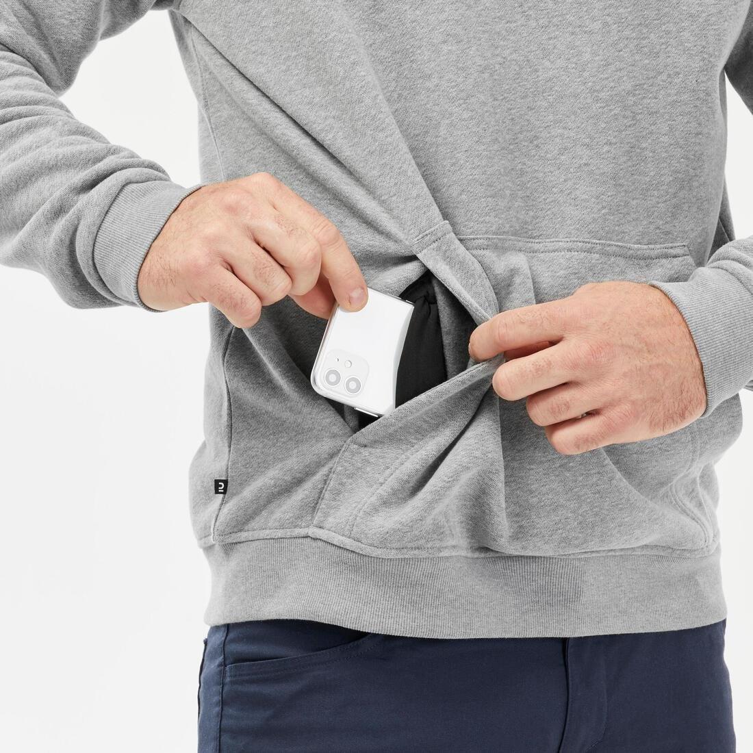 Men Hiking Hooded Sweatshirt - NH150 1/2 Zip, Grey, No Color, large image number 7