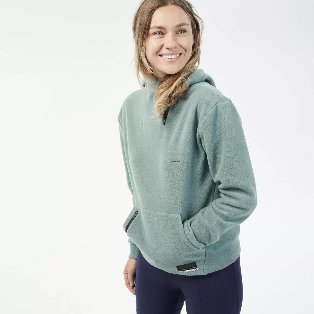 Women Hiking Fleece Sweatshirt MH100, Green, , large image number 3