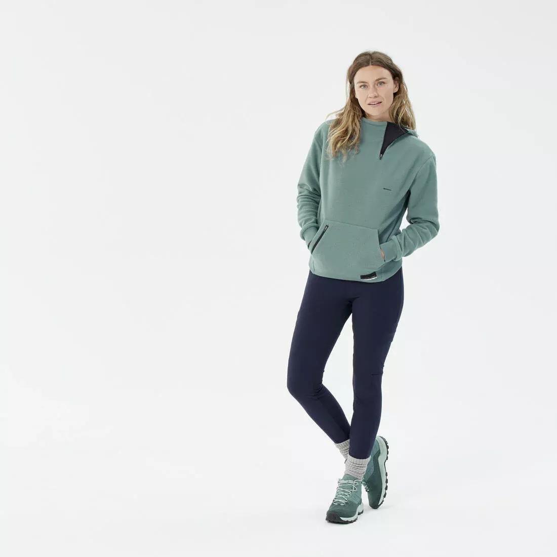 Women Hiking Fleece Sweatshirt MH100, Green, , large image number 4