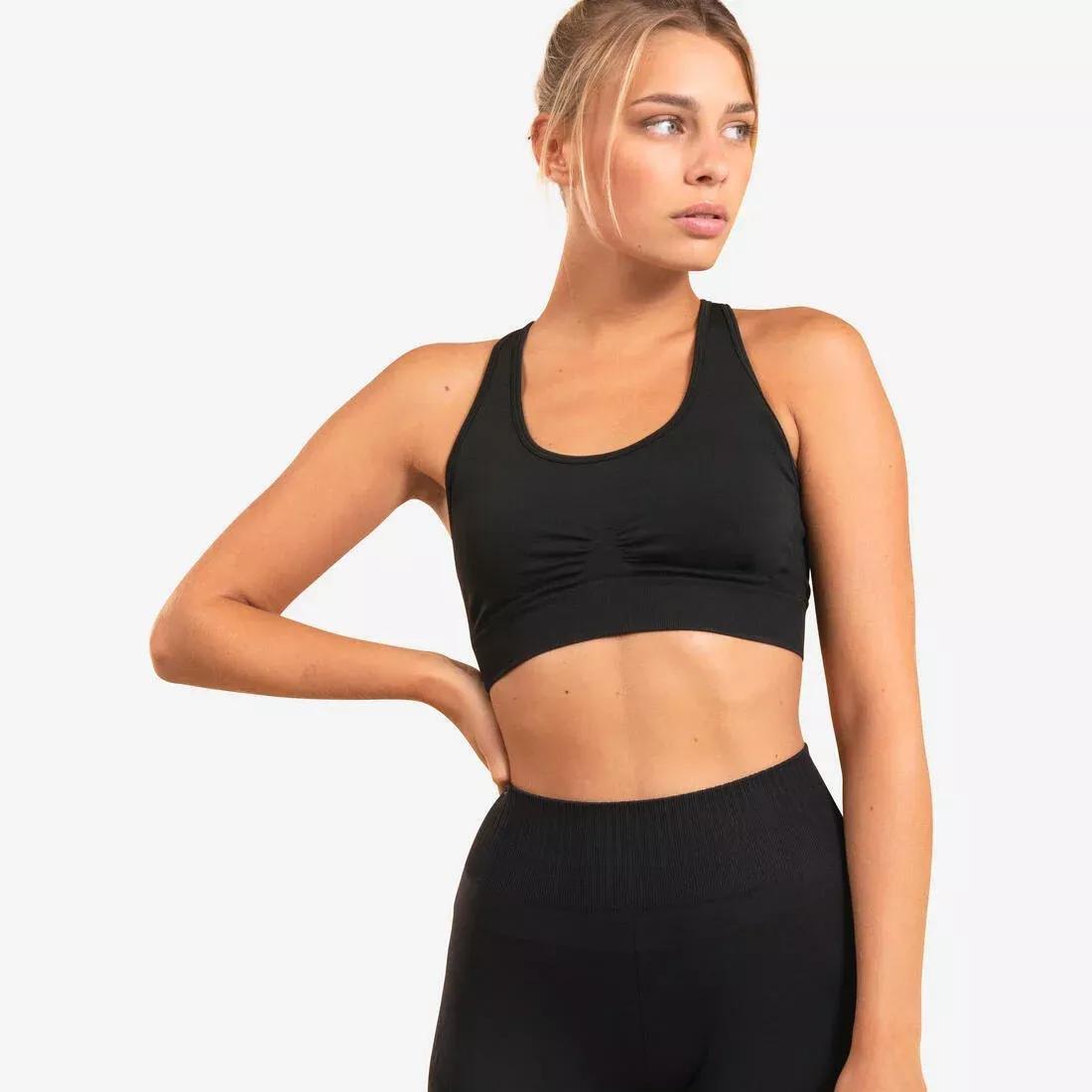 Women Dynamic Yoga Sports Bra, Black, , medium