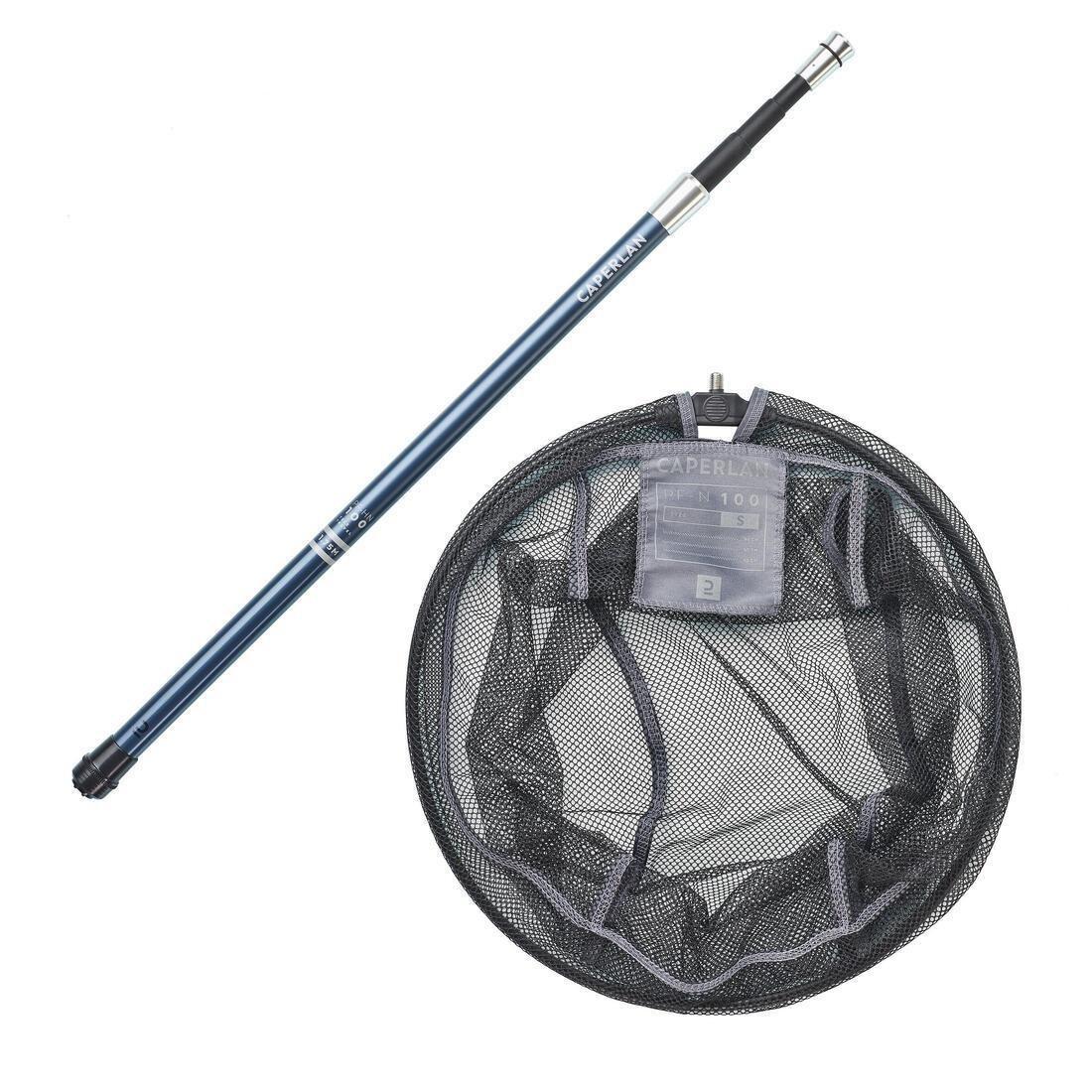 TELESCOPIC HANDLE + LANDING NET HEAD FOR LEARNING TO FISH FOR WHITEFISH, Black, No Color, medium