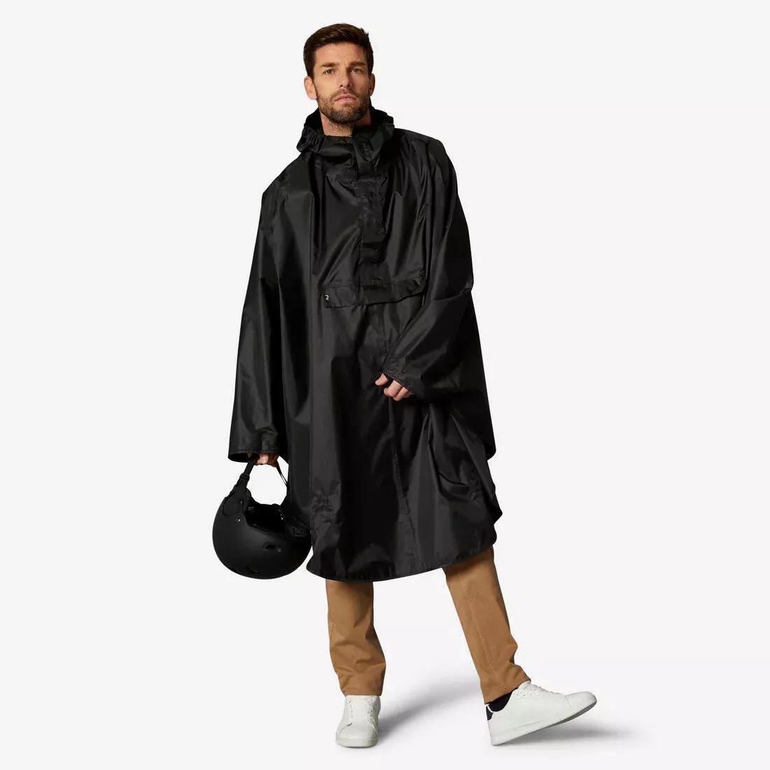 100 City Cycling Rain Poncho, Black, No Color, medium