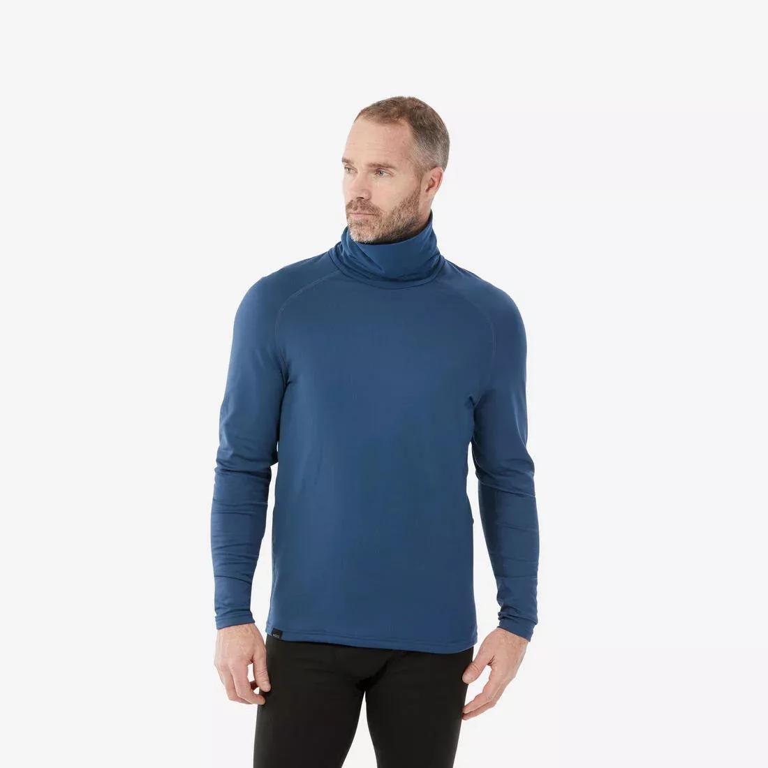 Men Breathable Turtleneck Ski Base Layer - 500, Blue, 5401_000, medium