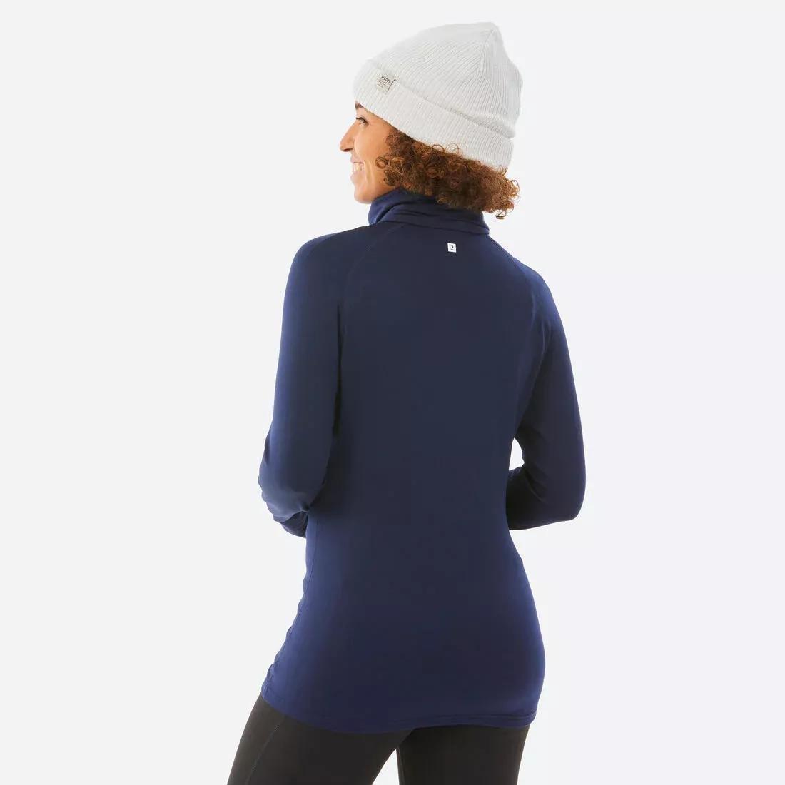 ASPHALT BLUE Women's Warm, Breathable Turtleneck Thermal Skiing Base Layer 500, , large image number 1