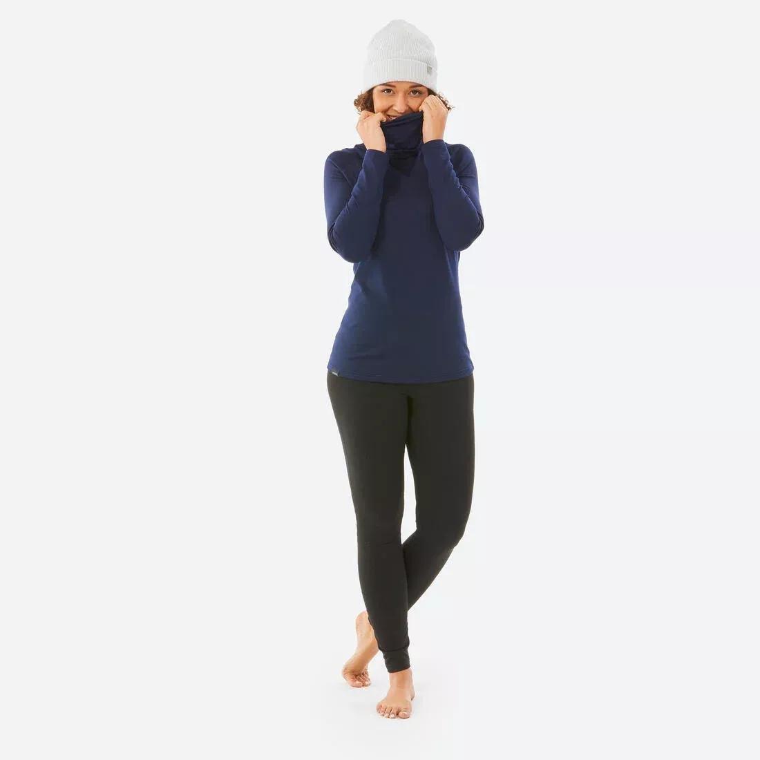 ASPHALT BLUE Women's Warm, Breathable Turtleneck Thermal Skiing Base Layer 500, , large image number 3