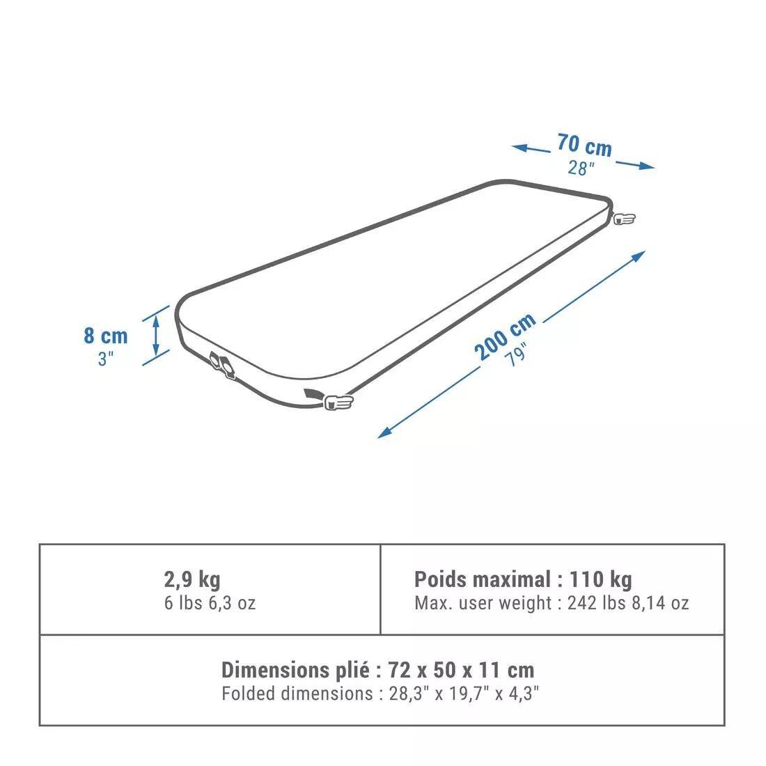 QUECHUA - Inflatable Camping Mattress - Ultim Comfort 70 Cm - 1 Person, Grey