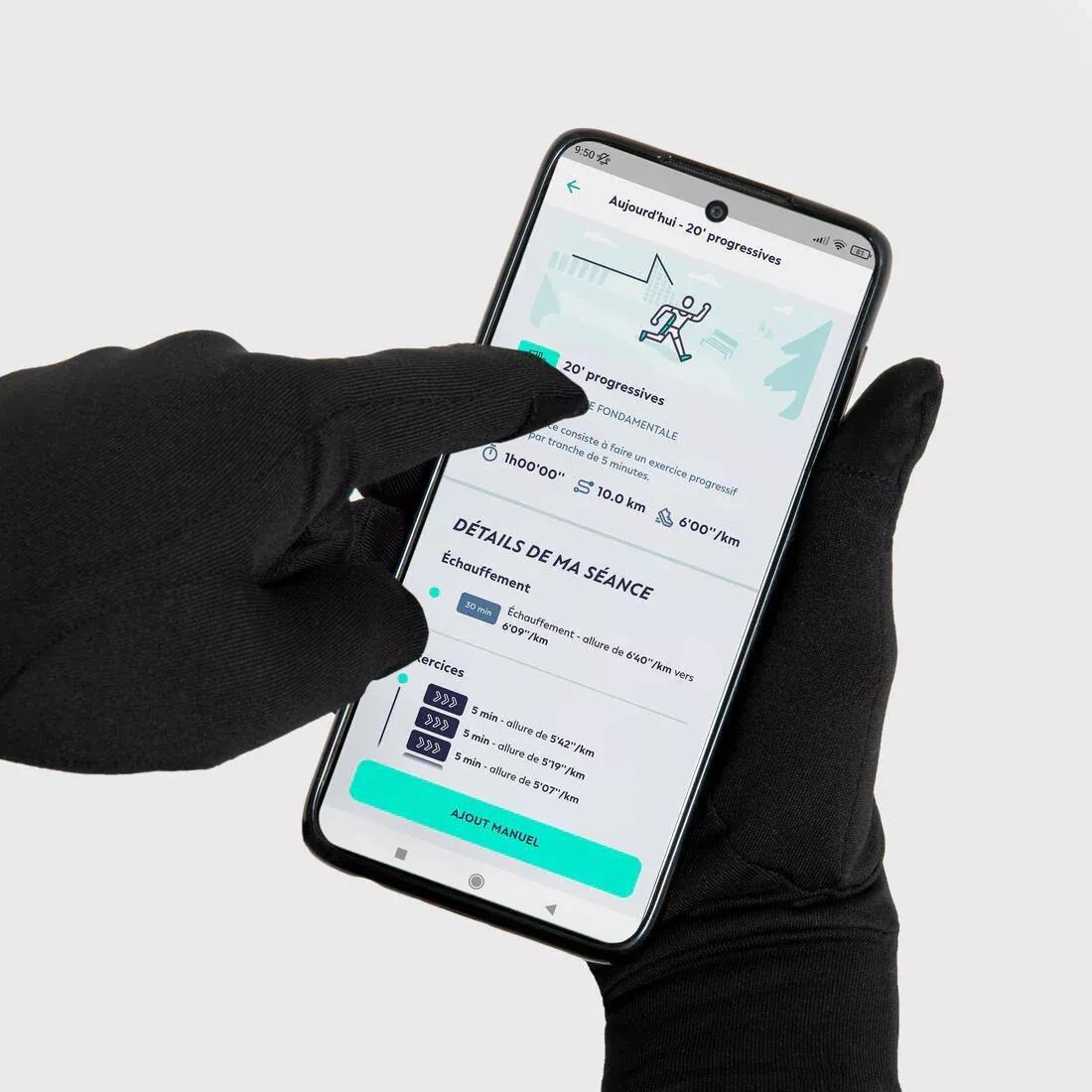 Unisex Touchscreen Running Gloves - Warm 100 V2, Black, , large image number 3