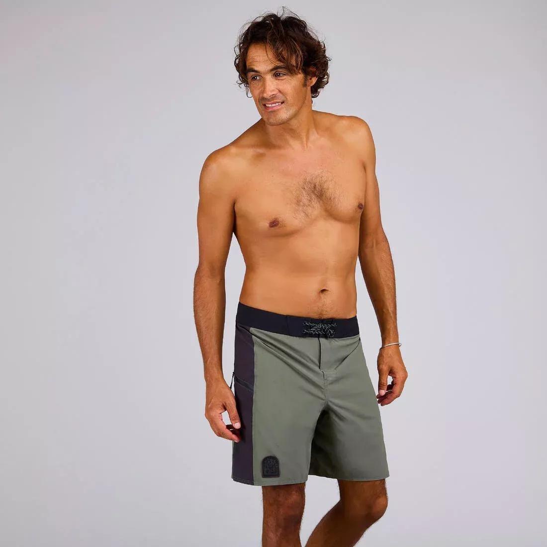 ASH KHAKI GREEN Boardshort surf 500 19 ALEX, , large image number 1