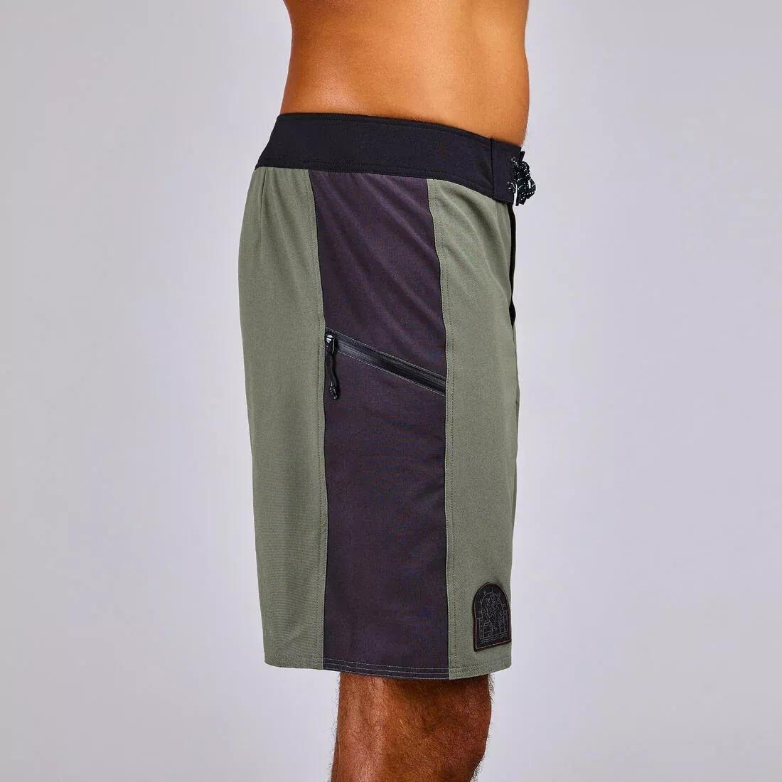 ASH KHAKI GREEN Boardshort surf 500 19 ALEX, , large image number 2