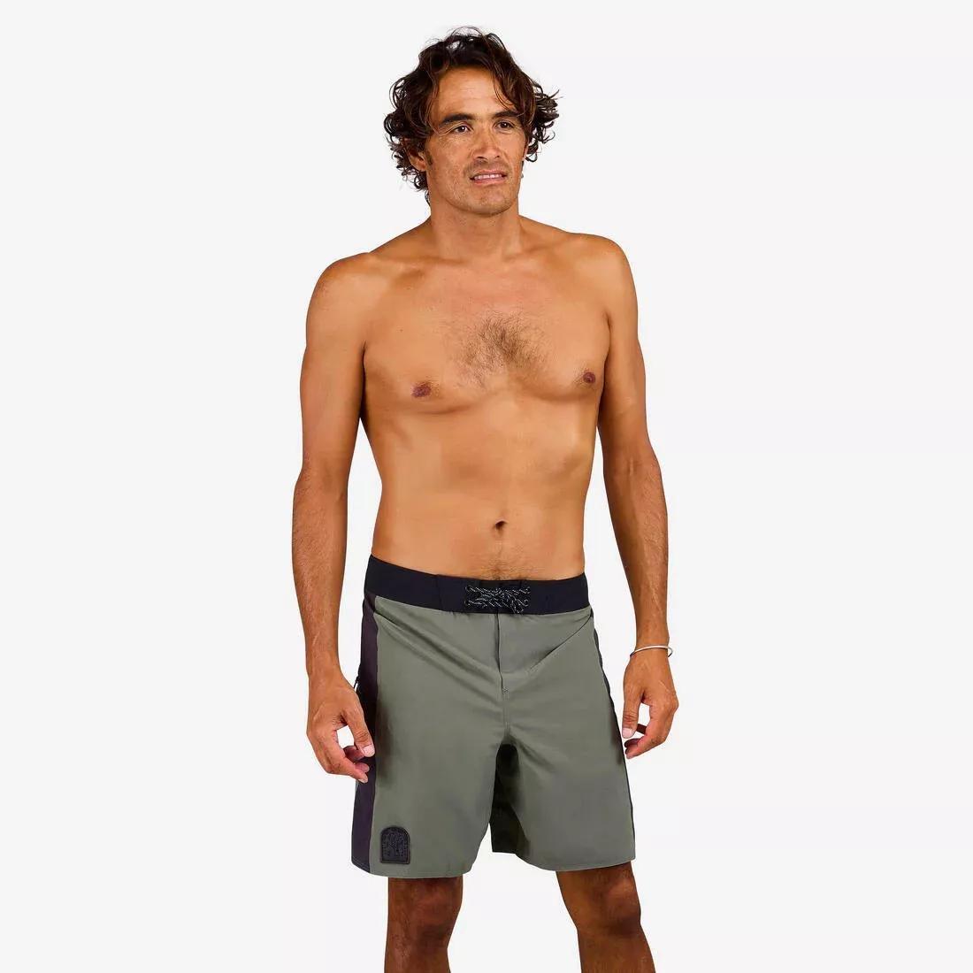 ASH KHAKI GREEN Boardshort surf 500 19 ALEX, , large image number 7