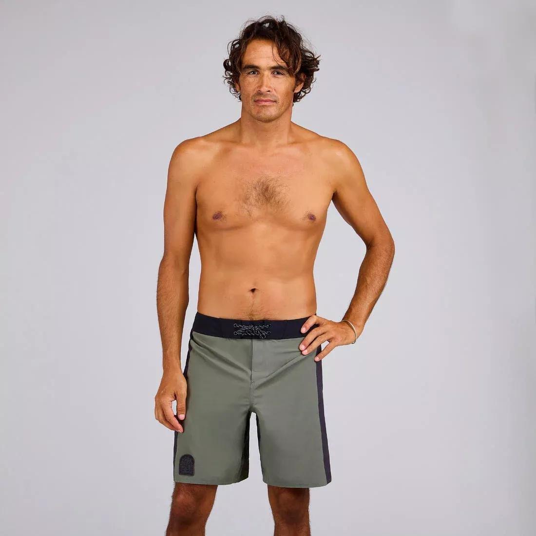 ASH KHAKI GREEN Boardshort surf 500 19, No Color, large image number 8