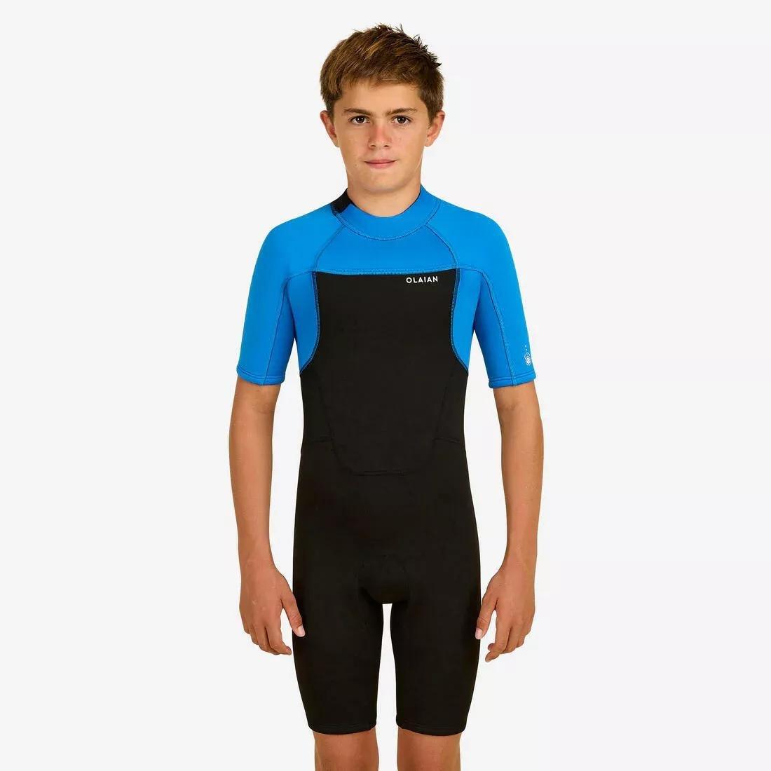 Kids Boys Surfing 1.5 Mm Neoprene Shorty Wetsuit - 500, Black, No Color, medium